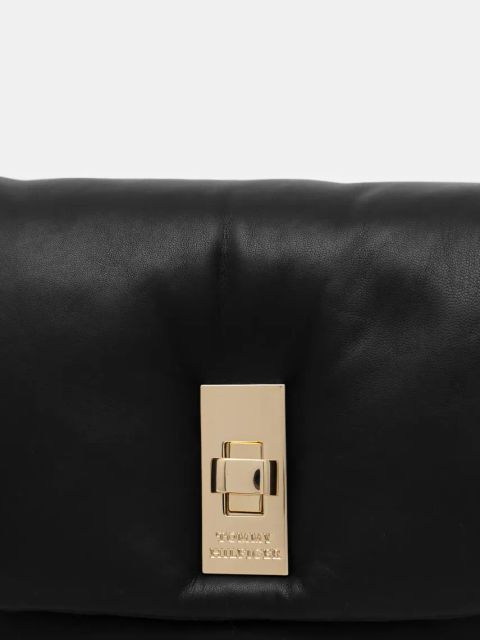 Tommy Hilfiger torebka skórzana kolor czarny AW0AW16880