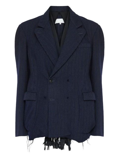 Maison Margiela striped-pattern double-breasted blazer - Blue - zdjęcie produktu nr 1