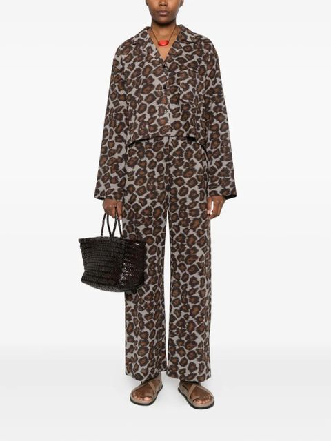 Nanushka animal-print elastic-waist straight trousers - Brown