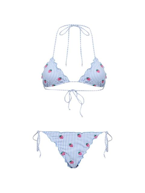 MC2 Saint Barth Sagitami strawberry-embroidered bikini - Blue - zdjęcie produktu nr 1