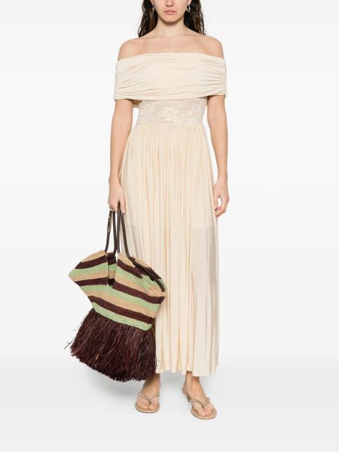 ZIMMERMANN lace-detail pleated maxi dress - Neutrals