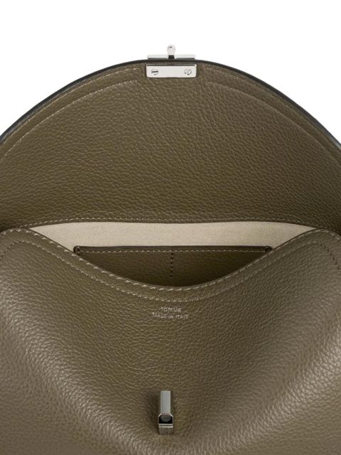 TOTEME T-lock hammered leather clutch bag - Green