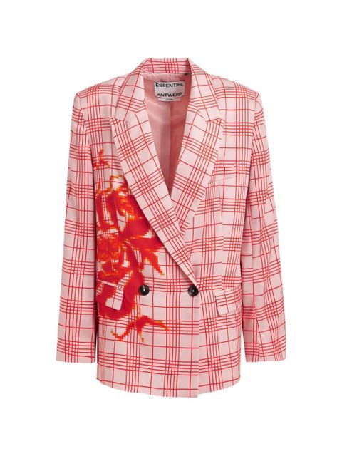 Essentiel Antwerp Juliana checked-print double-breasted blazer - Pink - zdjęcie produktu nr 1