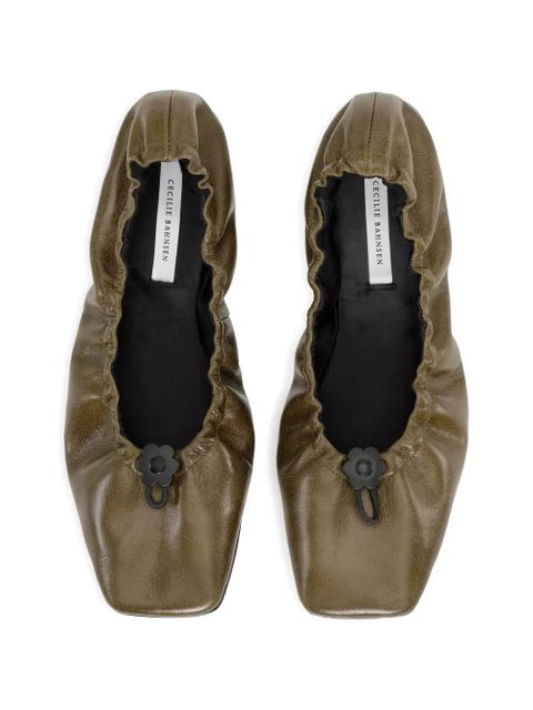 Cecilie Bahnsen Orbella flower-detail ballet flats - Green