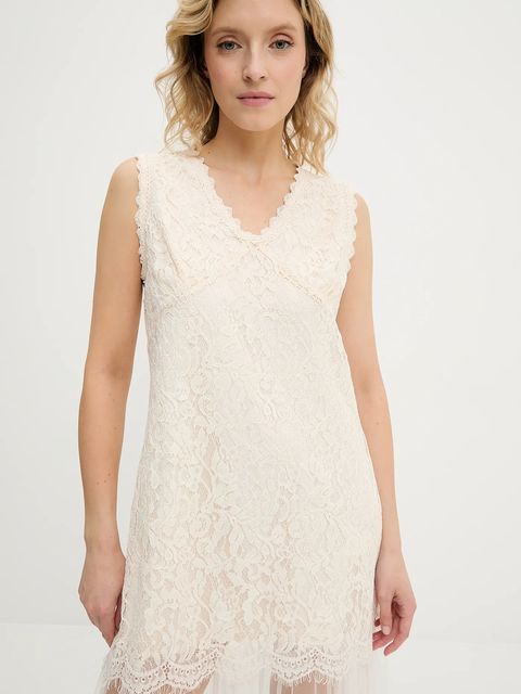 Answear.LAB sukienka kolor beżowy maxi rozkloszowana