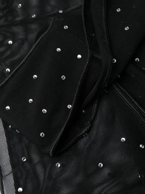 Oséree crystal-embellished mesh bra set - Black