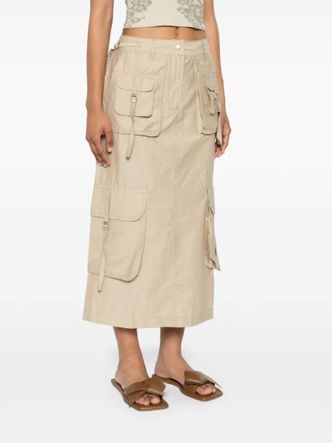 Acne Studios embroidered-logo cargo skirt - Neutrals