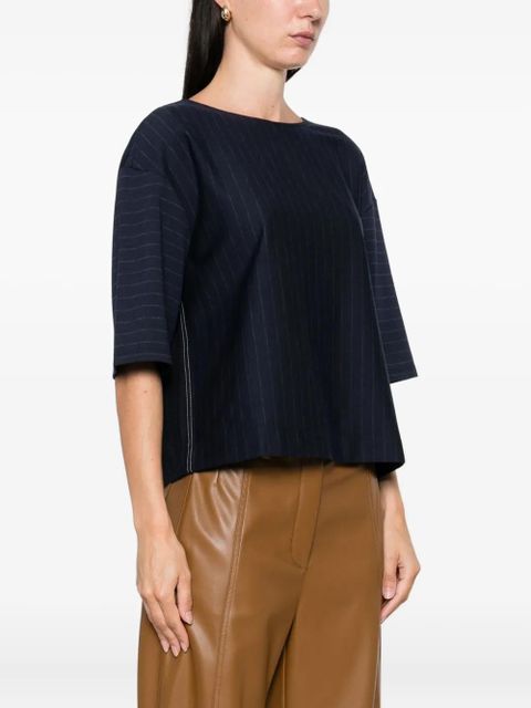 Max Mara pinstripe short-sleeved top - Blue - zdjęcie produktu nr 2