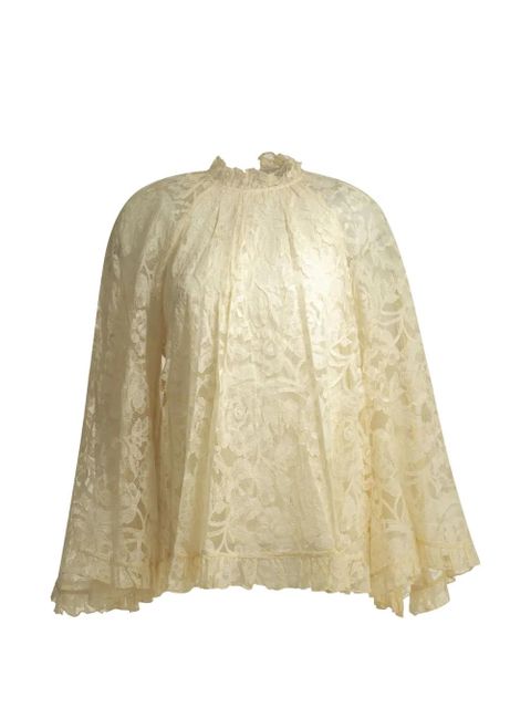 ZIMMERMANN Carousel ruffled lace blouse - Neutrals - zdjęcie produktu nr 1
