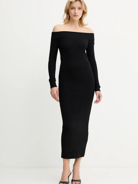 Armani Exchange sukienka kolor czarny midi dopasowana XW001313 AF10352 - zdjęcie produktu nr 1