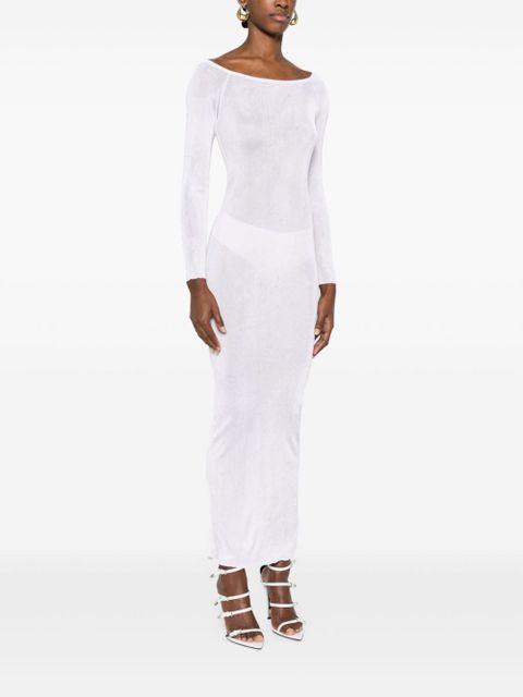 Magda Butrym fine-ribbed semi-sheer maxi dress - Neutrals