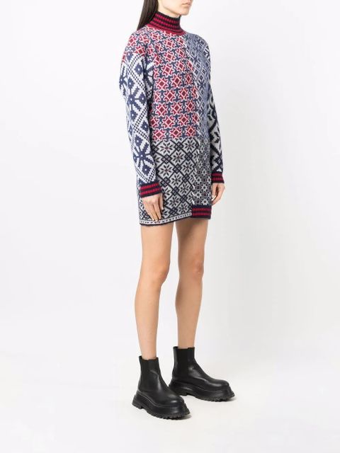 Golden Goose patchwork-detail roll neck dress - White