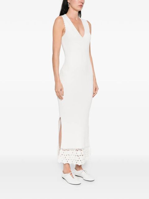 GANNI crochet V-neck midi dress - Neutrals