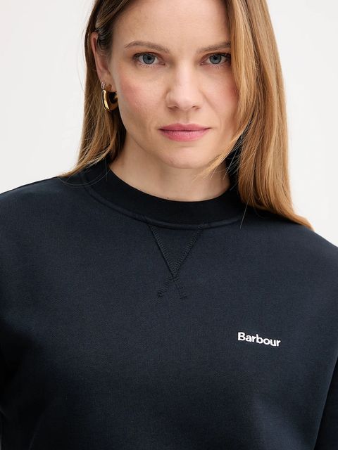 Barbour bluza bawełniana damska kolor granatowy gładka LOL0623