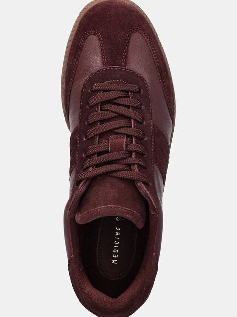 Medicine sneakersy zamszowe damskie kolor bordowy