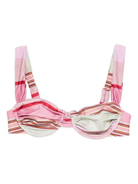 Faithfull the Brand Sol striped ruched bikini top - Pink - zdjęcie produktu nr 1