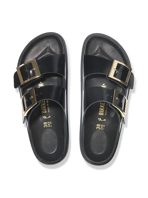 Birkenstock klapki skórzane Arizona Droplet Buckle damskie kolor czarny 1029353