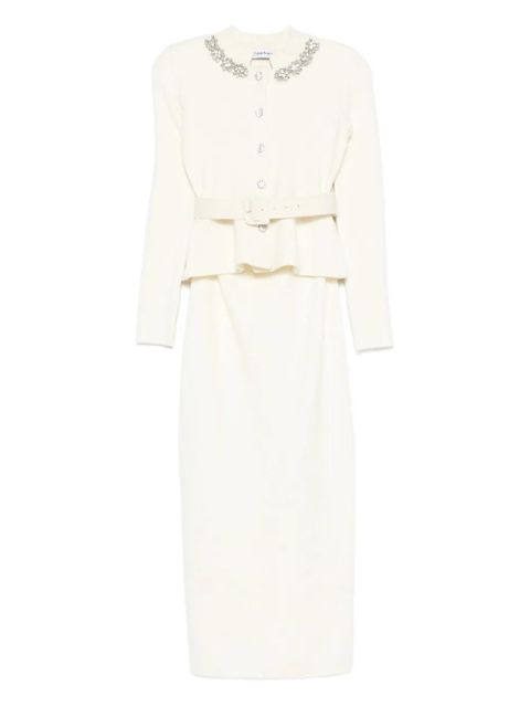 Self-Portrait embellished belted dress - White - zdjęcie produktu nr 1