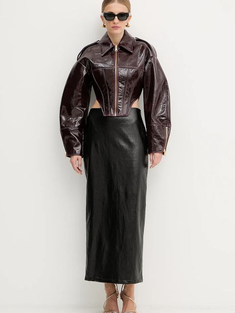 Elisabetta Franchi kurtka kolor bordowy przejściowa GB00458E2 - zdjęcie produktu nr 2