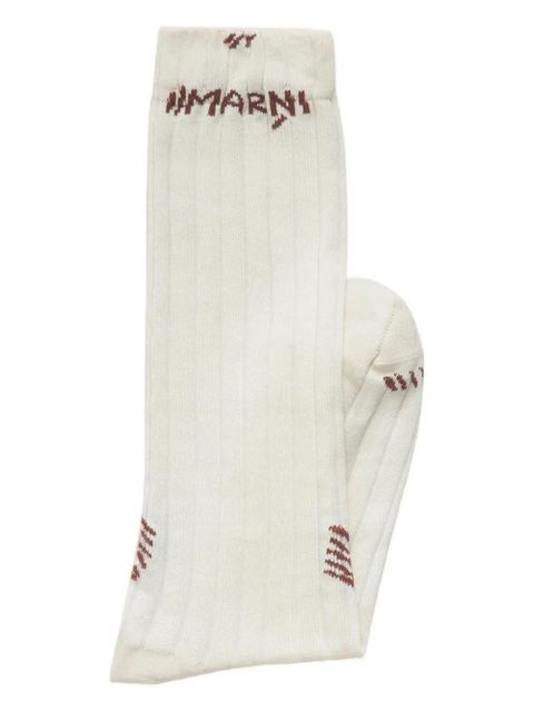 Marni embroidered-logo socks - White - zdjęcie produktu nr 2