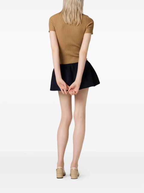 Miu Miu ribbed trimmed polo sweater - Brown