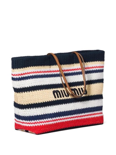 Miu Miu raffia-effect woven tote bag - Blue