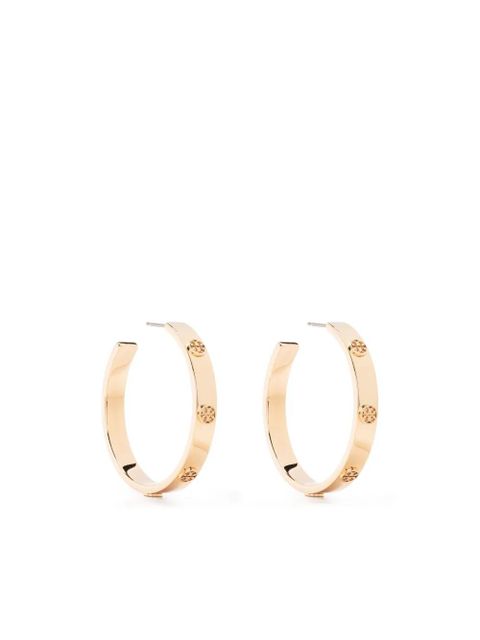 Tory Burch embossed-logo hoop earrings - Gold - zdjęcie produktu nr 1