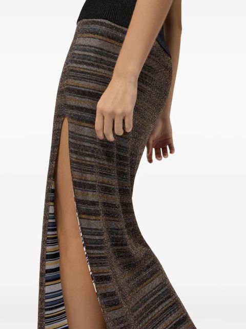 Missoni striped split skirt - Brown