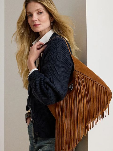 Lauren Ralph Lauren torebka zamszowa kolor brązowy 431980172