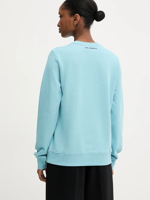 Karl Lagerfeld bluza IKON damska kolor niebieski z nadrukiem A3W20066