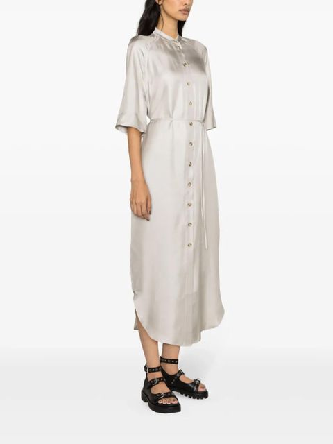 LouLou de Saison Durion tied-waist silk shirtdress - Grey