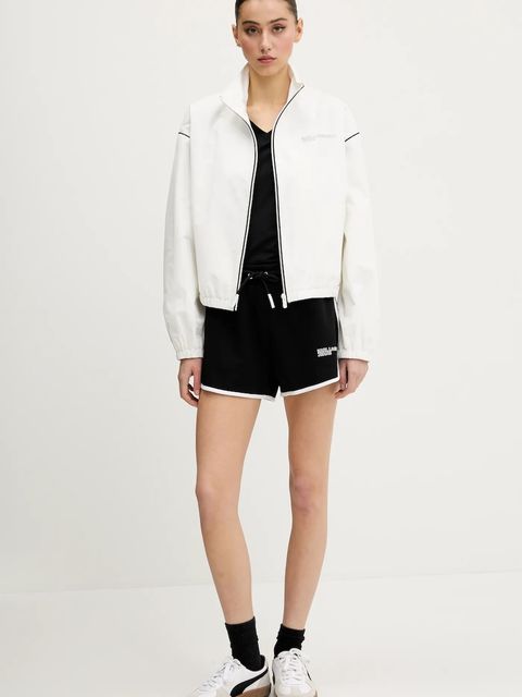 Karl Lagerfeld Jeans szorty bawełniane damskie kolor czarny gładkie high waist A2W10095