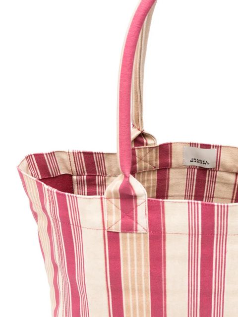 ISABEL MARANT Yenky striped logo patch tote bag - Pink