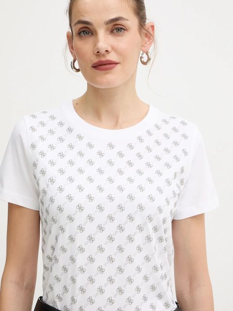 Guess t-shirt bawełniany damski kolor biały W5BI21 I3Z14