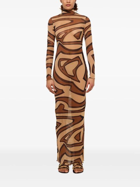 PUCCI wave-print turtleneck dress - Neutrals