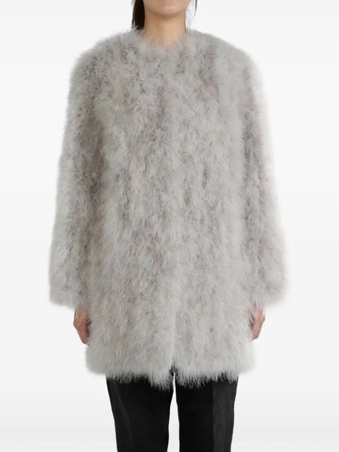 Yves Salomon feather-detailing coat - Grey - zdjęcie produktu nr 1