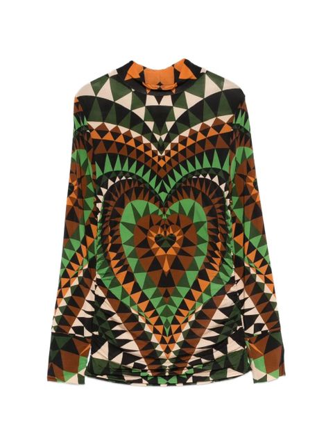 FARM Rio geometric heart print top - Green - zdjęcie produktu nr 1