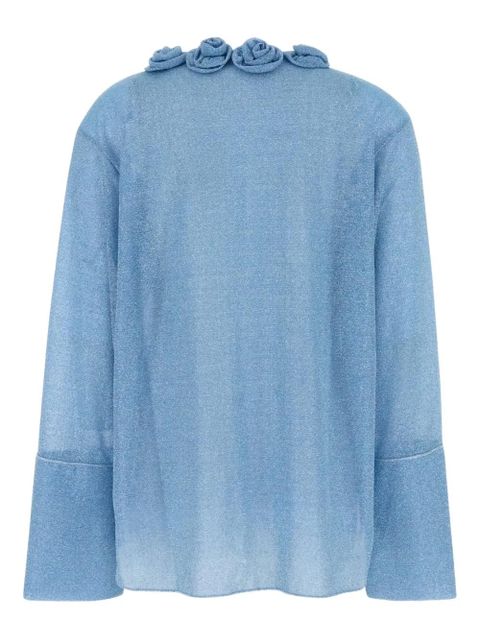 Oséree rose-embellished lurex cardigan - Blue - zdjęcie produktu nr 2