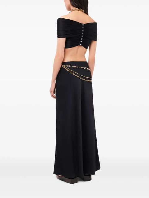 Rabanne off-shoulder draped top - Black