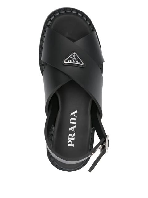 Prada 40mm cross-strap platform sandals - Black