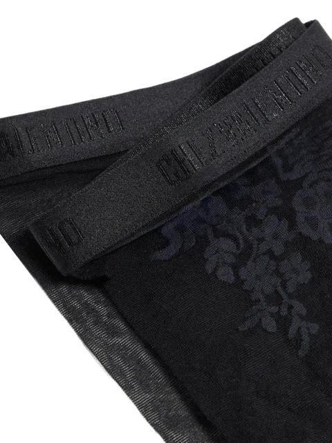 Valentino Garavani floral-embroidered tights - Black