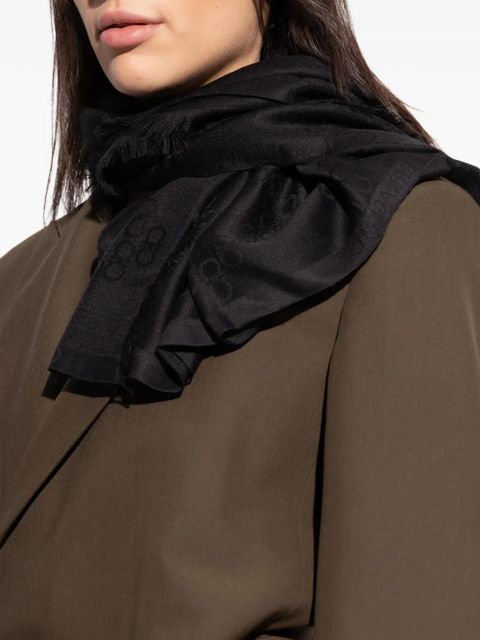 Ferragamo Gancini-monogram frayed scarf - Black