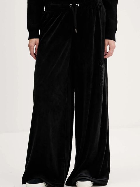 Juicy Couture spodnie dresowe welurowe damskie kolor czarny z aplikacją JCWBJ225309 - zdjęcie produktu nr 1