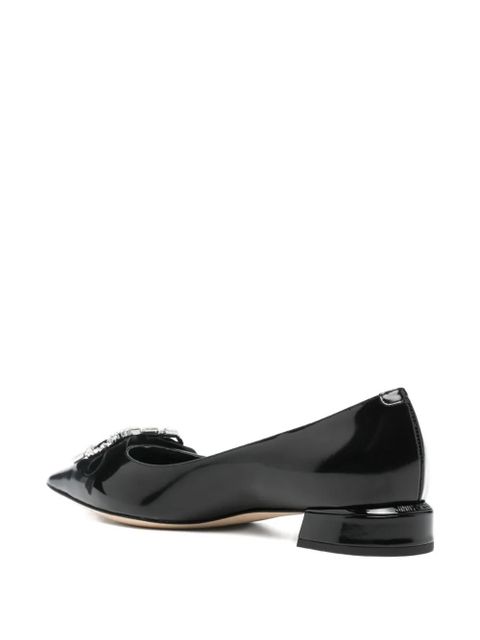 Jimmy Choo Auria crystal bow flat shoes - Black