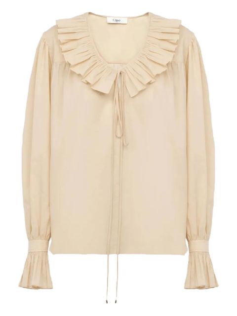Chloé ruffled-cuffs cotton blouse - Neutrals - zdjęcie produktu nr 1