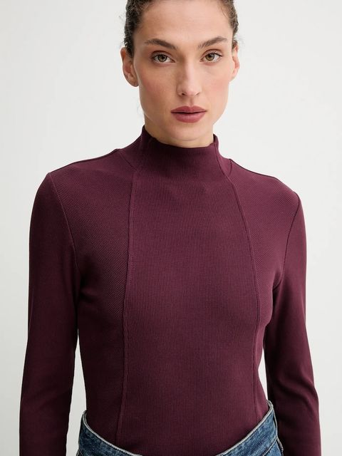 G-Star longsleeve 0 kolor bordowy z półgolfem D26905.E136