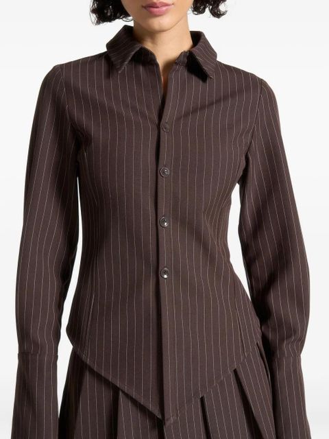 Manière De Voir Sonia Angled pinstripe shirt - Brown
