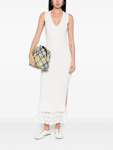 GANNI crochet V-neck midi dress - Neutrals - zdjęcie produktu nr 2