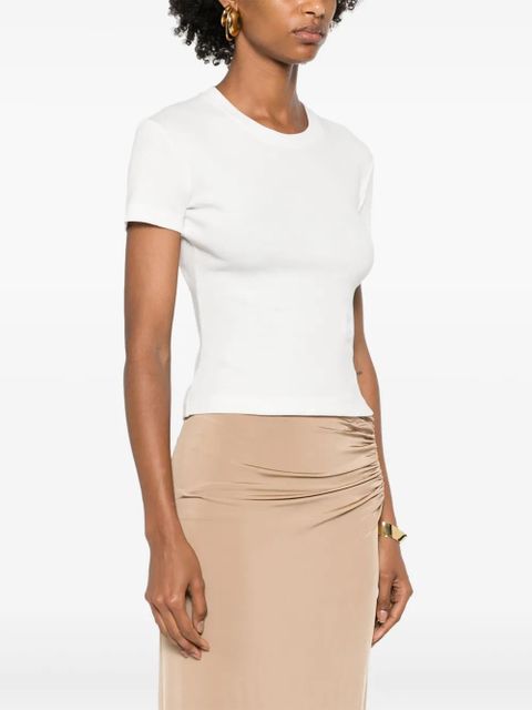 Nanushka logo-embroidered ribbed T-shirt - White