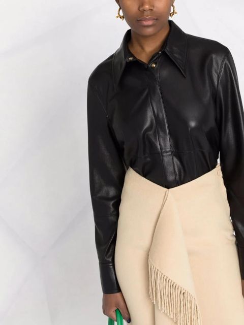 Nanushka vegan-leather long-sleeve shirt - Black
